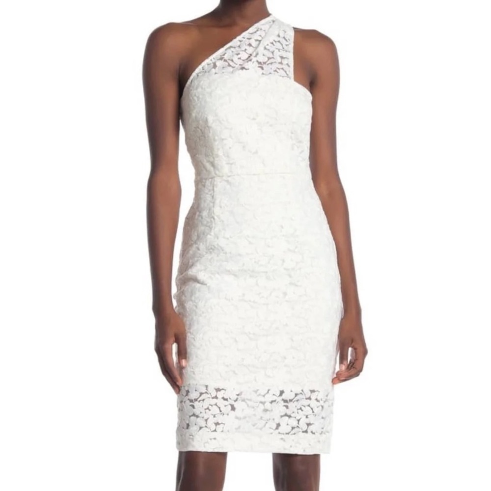 Reiss Sophia One Shoulder Lace White Cocktail Dress